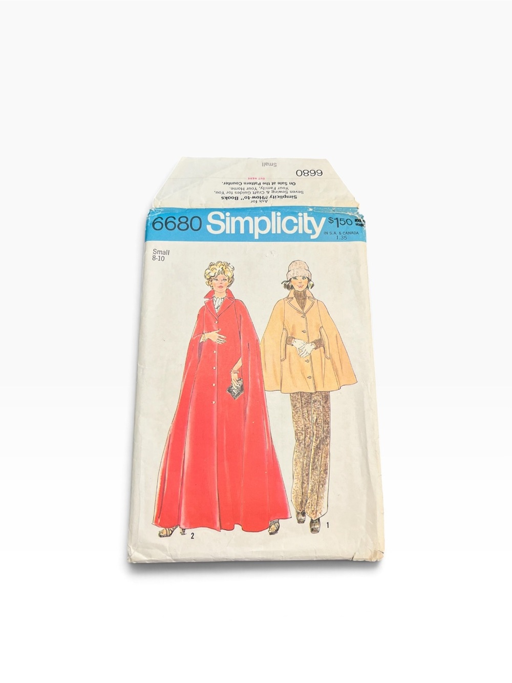 Simplicity 6680 Cape Pattern Small 8-20 1974 Uncut